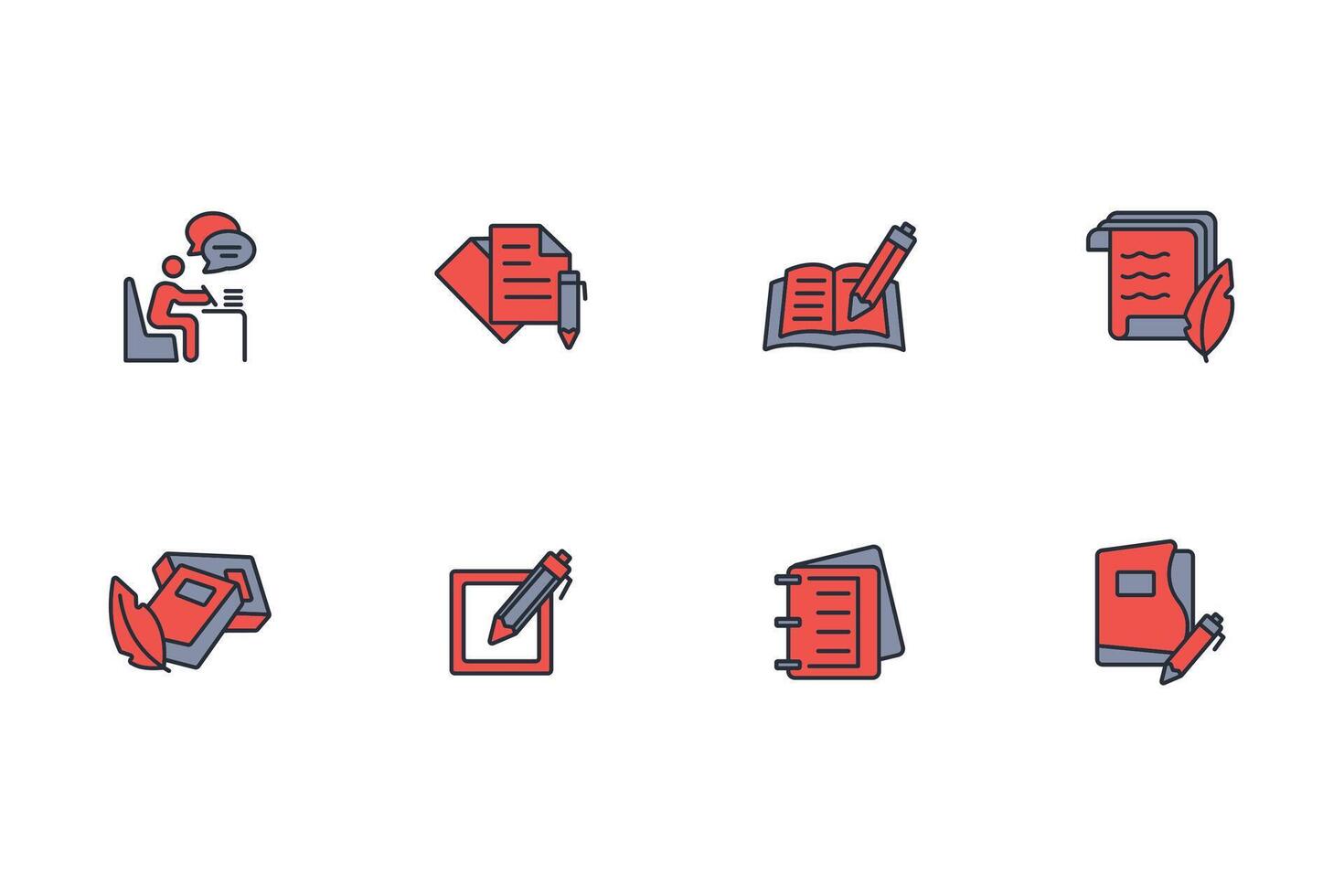 writing icon set..Editable stroke.linear style sign for use web design,logo.Symbol illustration. vector