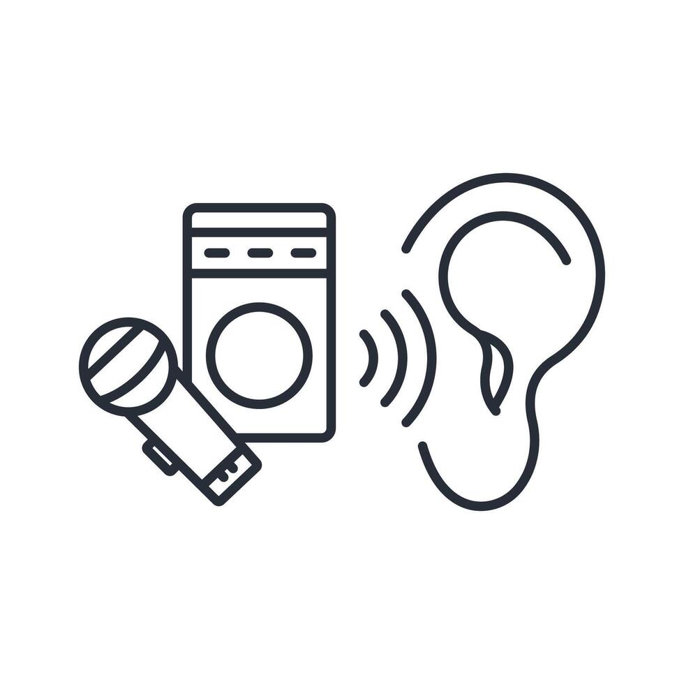 active listening icon. .Editable stroke.linear style sign for use web design,logo.Symbol illustration. vector