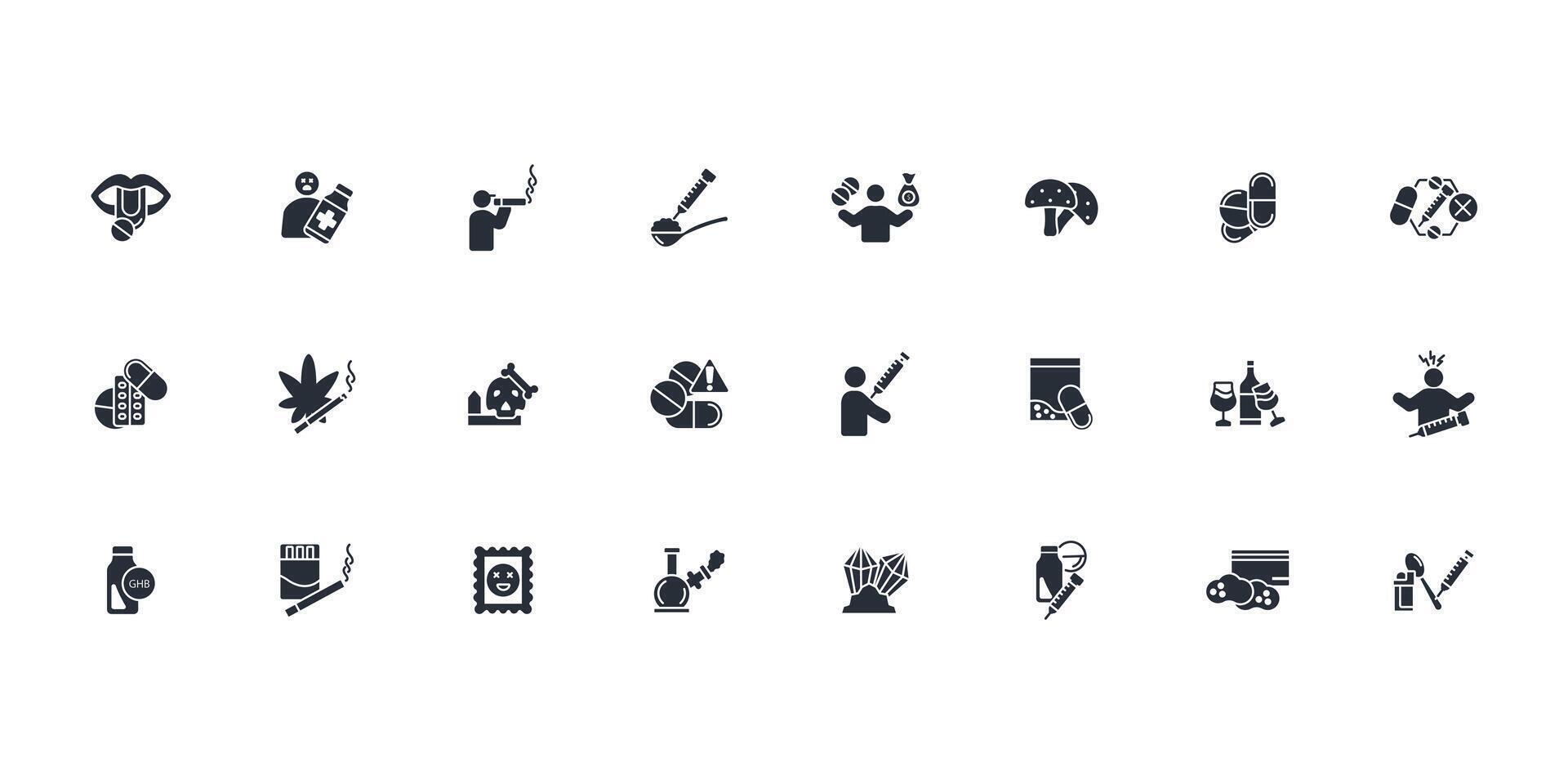 drugs icon set..Editable stroke.linear style sign for use web design,logo.Symbol illustration. vector