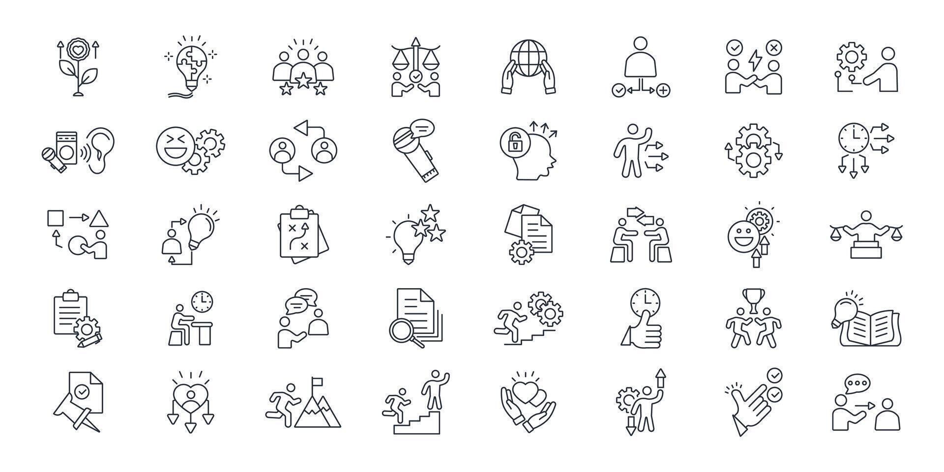Soft skills icon set..Editable stroke.linear style sign for use web design,logo.Symbol illustration. vector