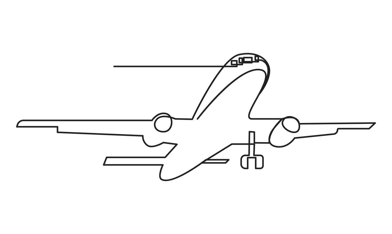 One Continuous line drawing of flying up airplane concept of world travel vector