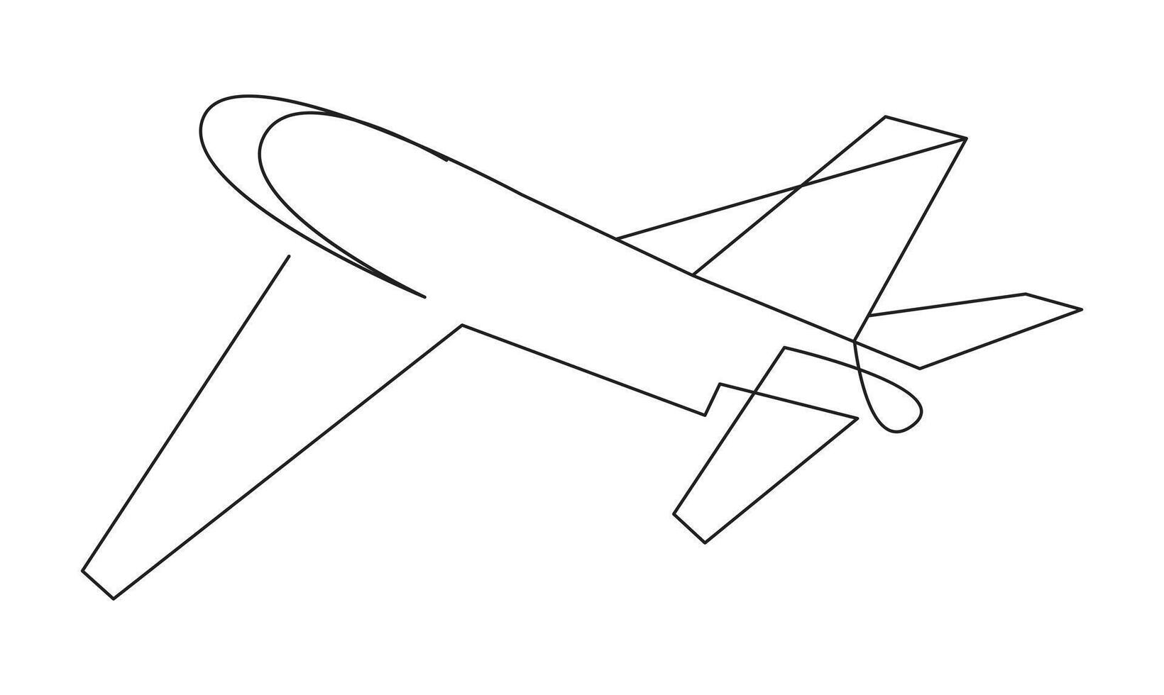 One line drawing of flying up airplane concept of world travel vector