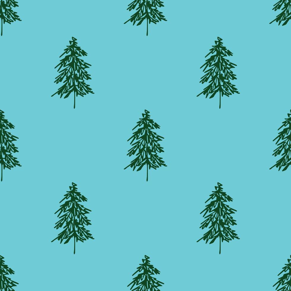 Seamless pattern with geometric minimal scandinavian Christmas tree doodle for decorative print, wrapping paper, greeting cards and fabric vector