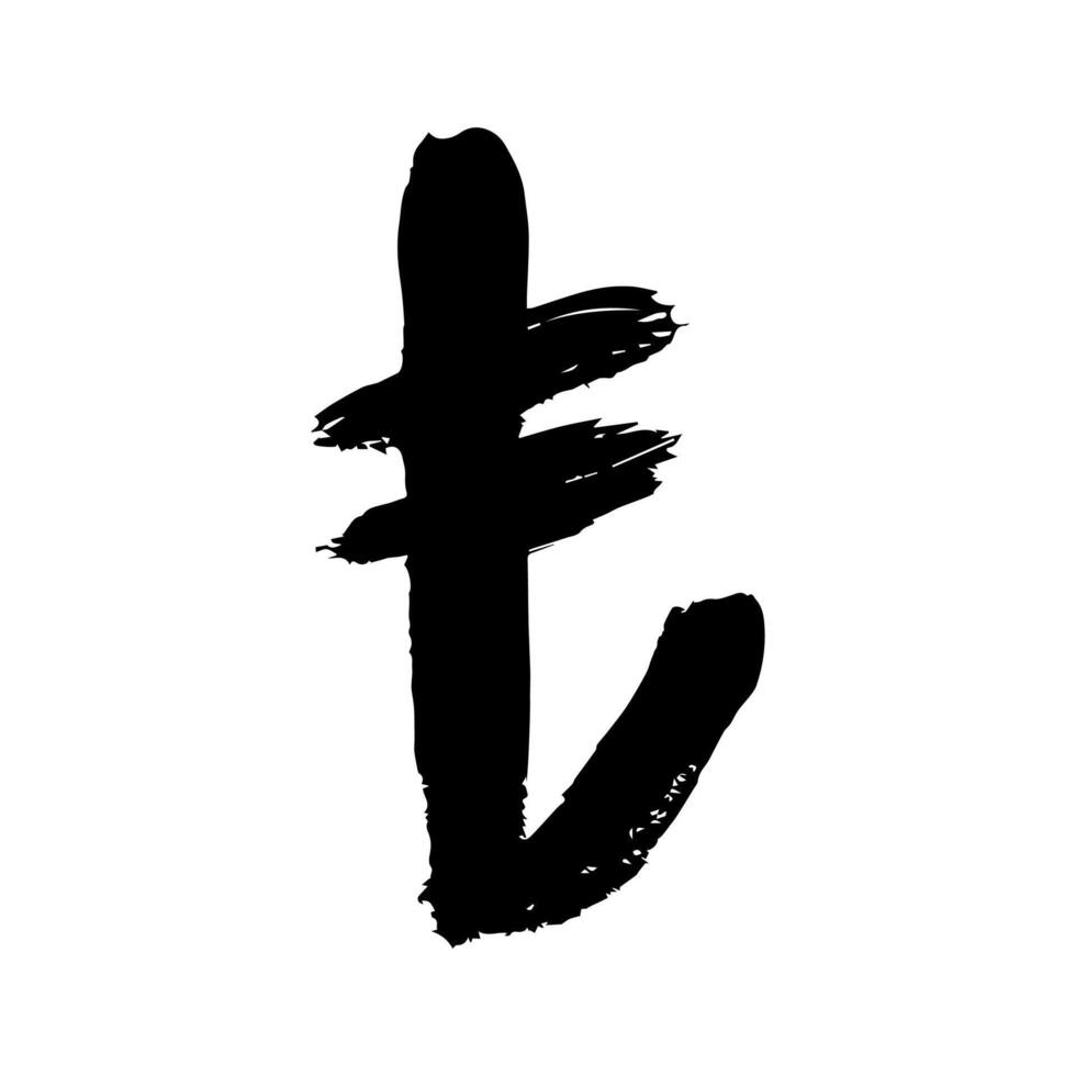 Hand drawn turkish lira currency symbol. Brush stroke doodle. Single element for design vector