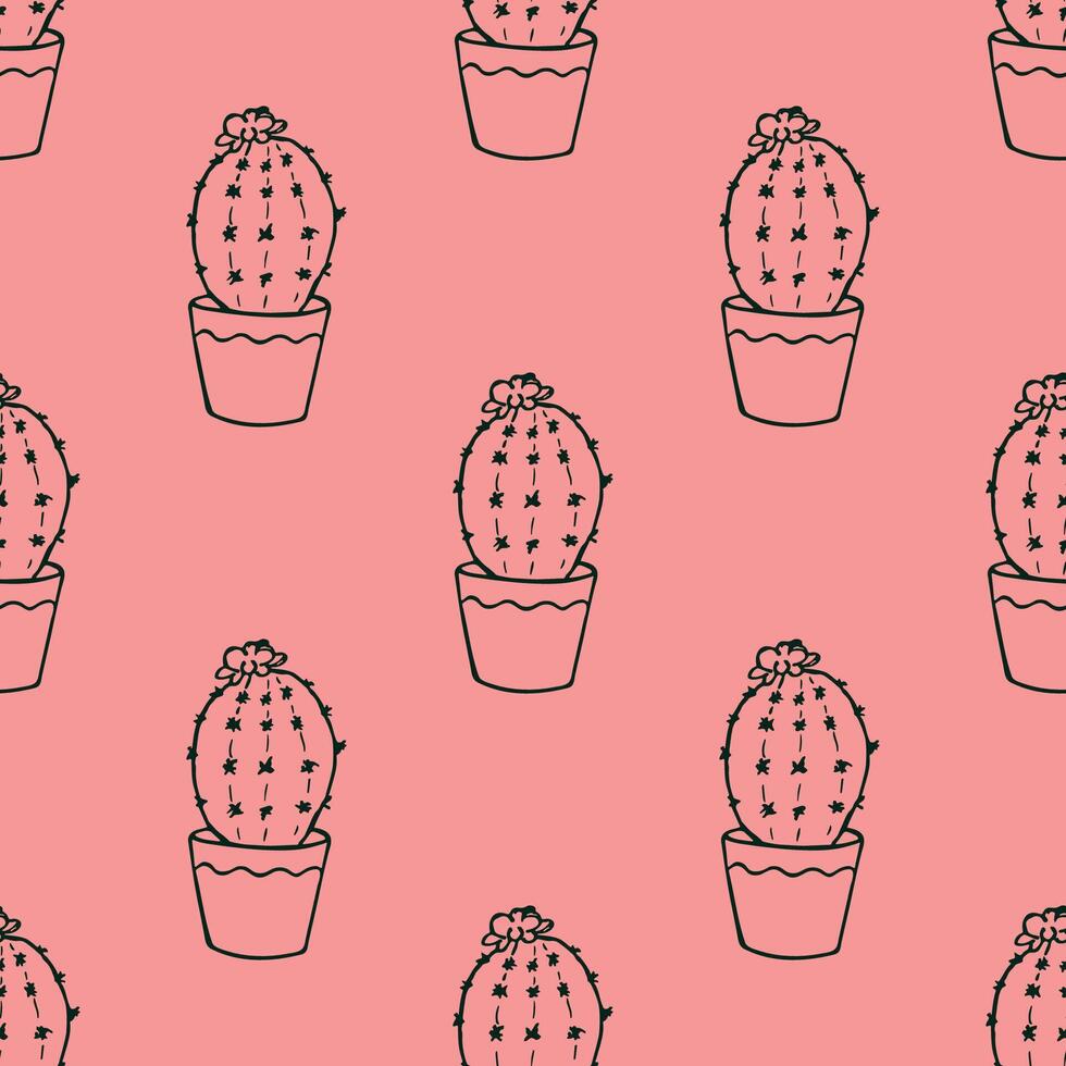 Seamless pattern with cactus doodle for decorative print, wrapping paper, greeting cards and fabric vector