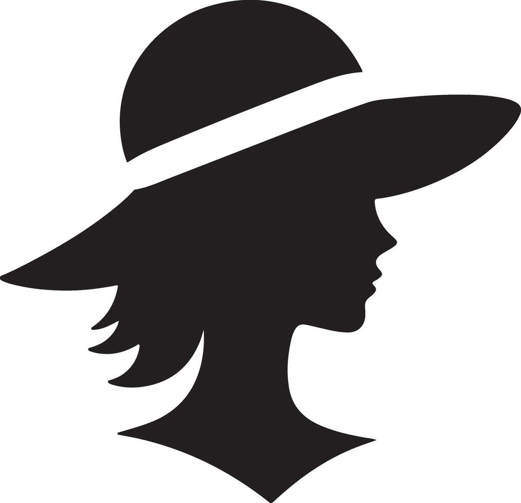 Elegant Hat Head Silhouette Graphics for Personal Use vector