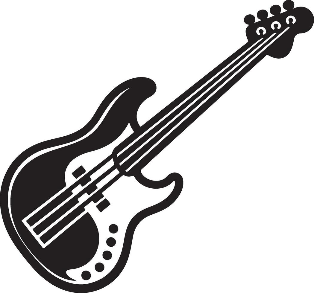 Bass Guitar Silhouette Graphic for Musicians and Artists vector