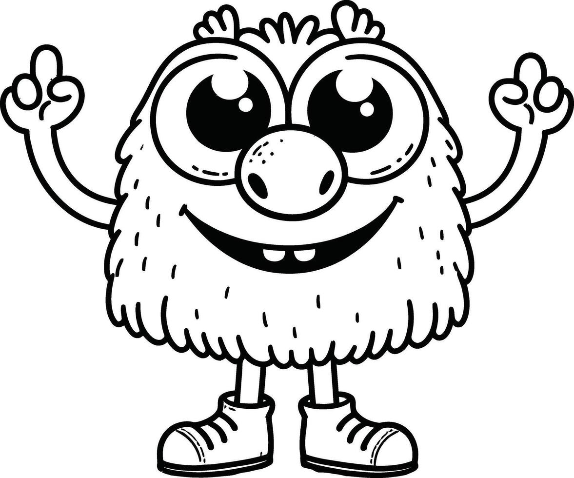 A cartoon monster waving his hand vector