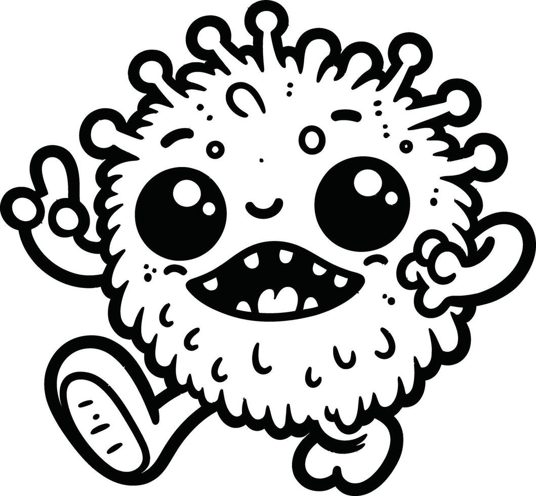A cartoon virus running and smiling vector