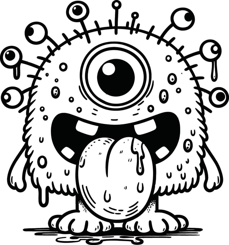 A cartoon monster with eyes and mouth vector
