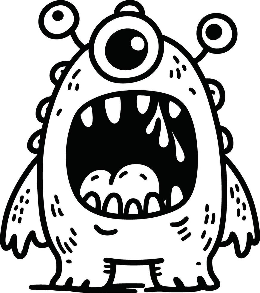 A cartoon monster with big eyes and teeth vector