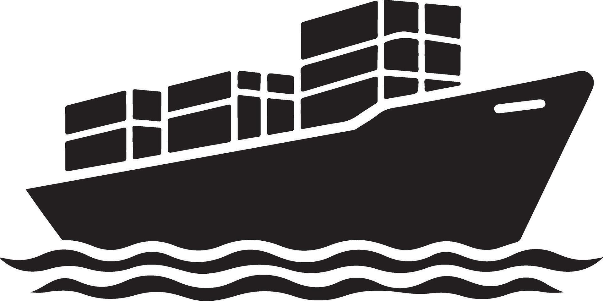 High Resolution Cargo Ship Silhouette for Prints vector