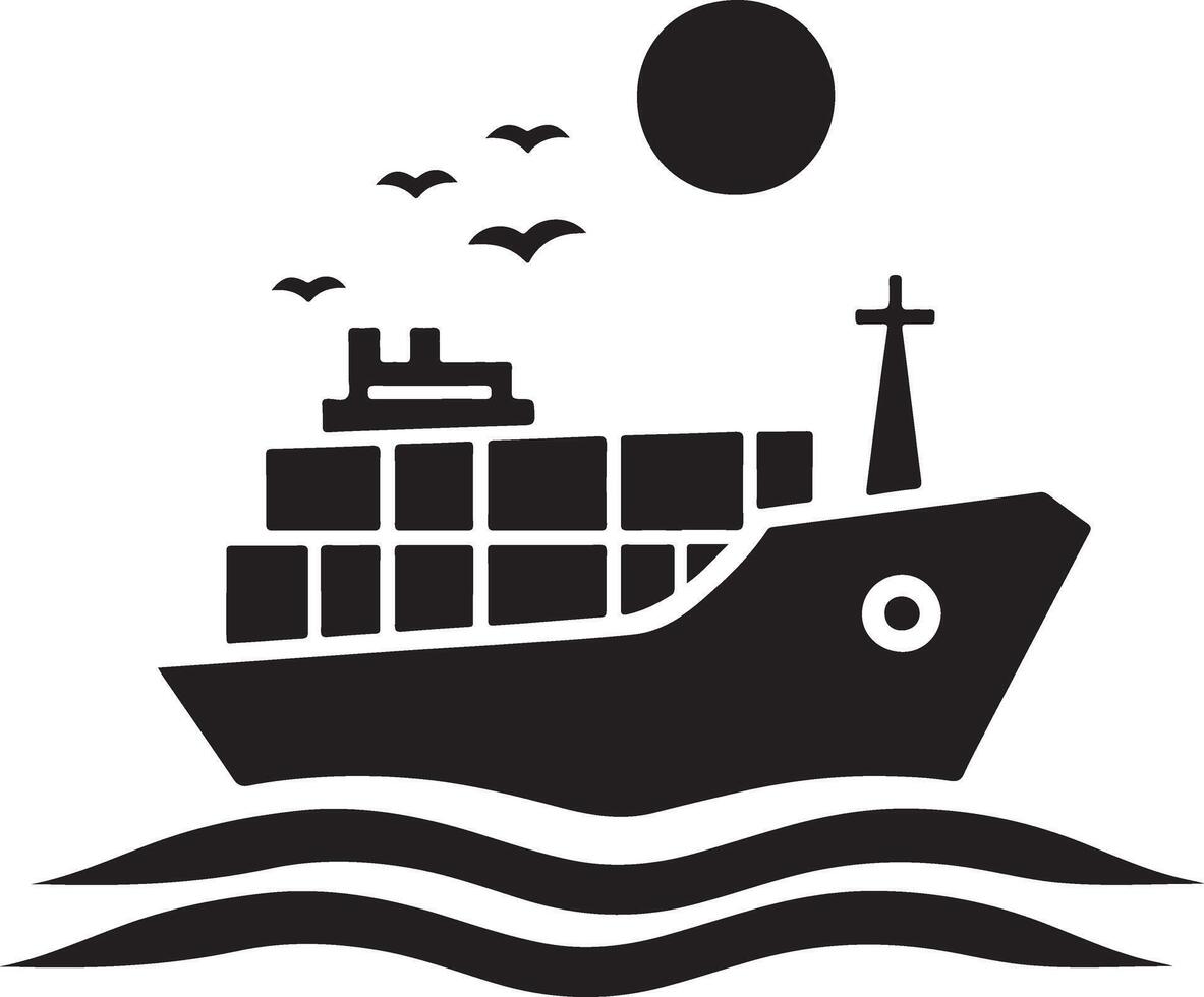 High Quality Cargo Ship Silhouette Image vector