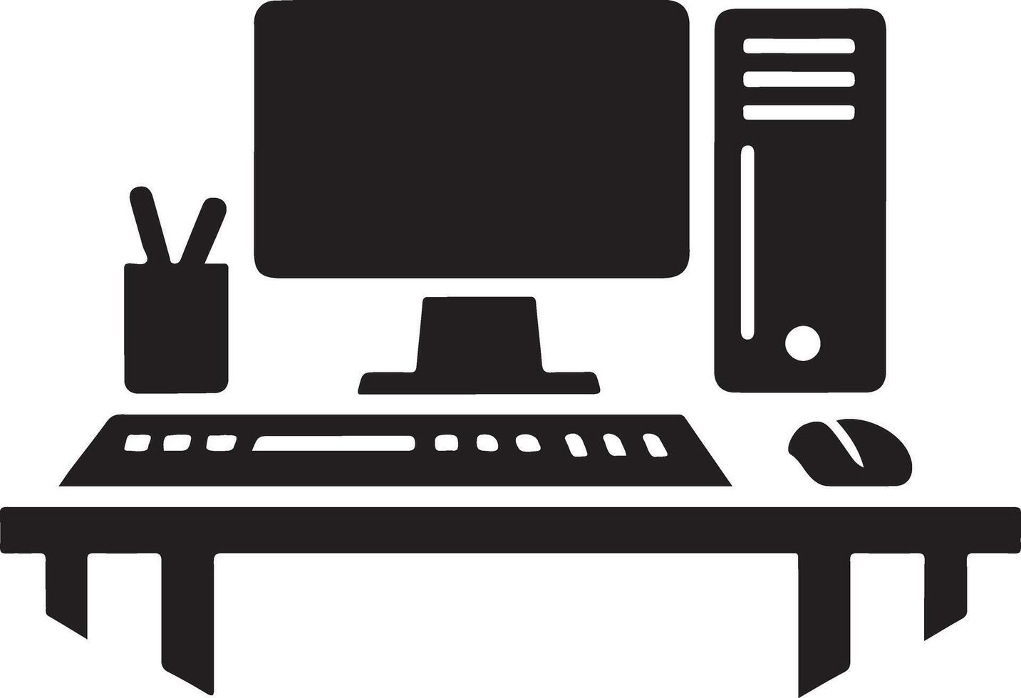 Modern Computer Silhouette for Digital Use vector