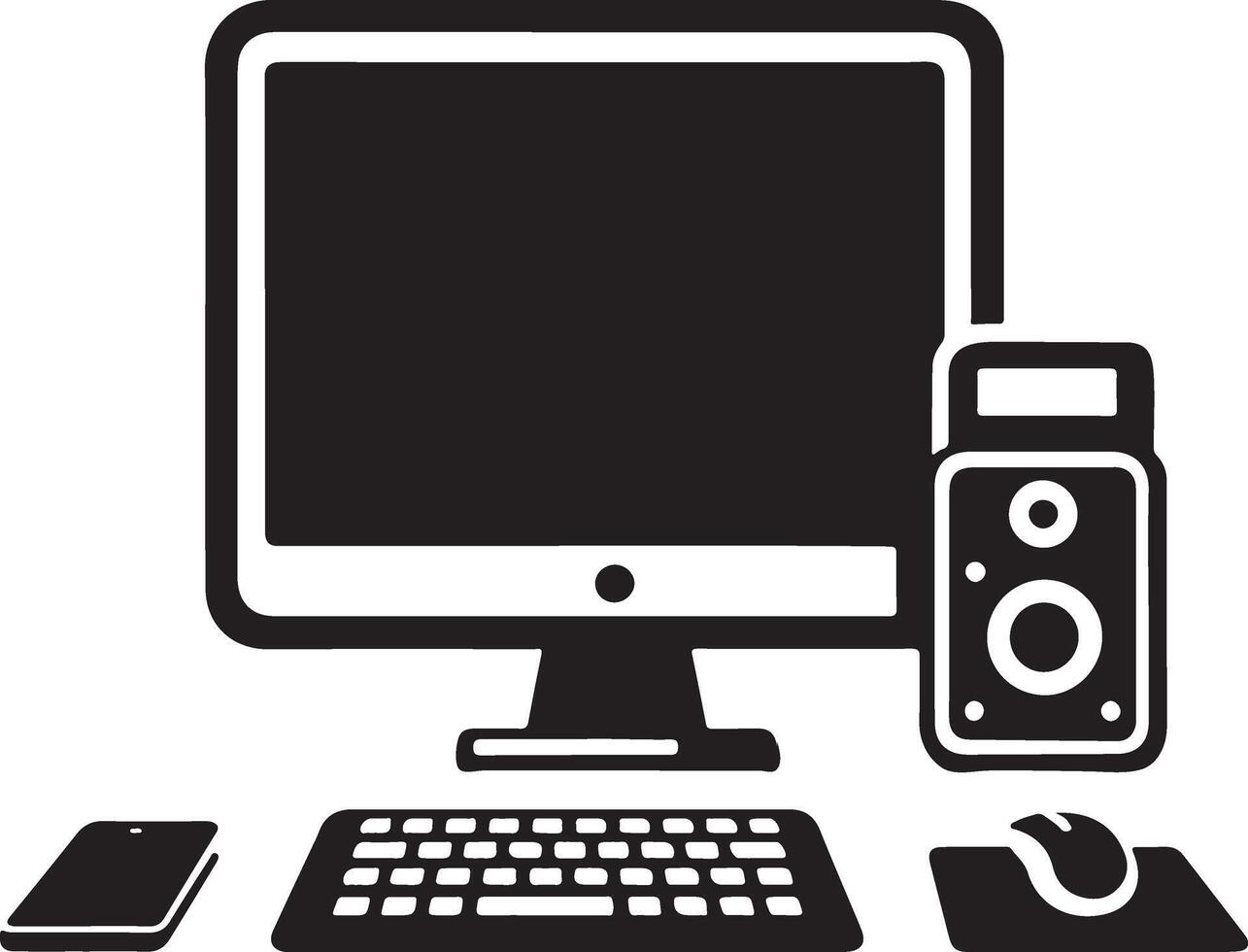 Stylish Computer Silhouette Symbol for Graphics vector