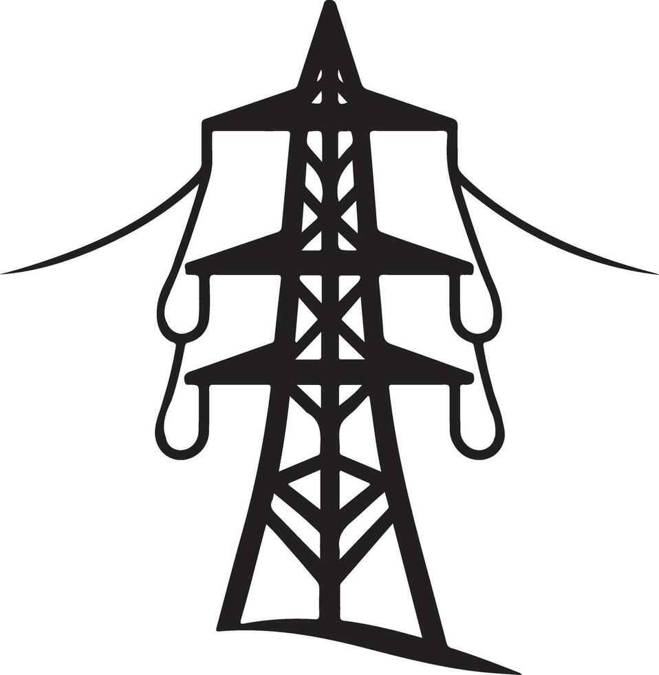 Unique Electric Pylon Silhouette Download Options vector