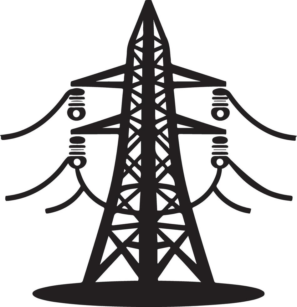 Professional Illustration of Electric Pylon Silhouette vector