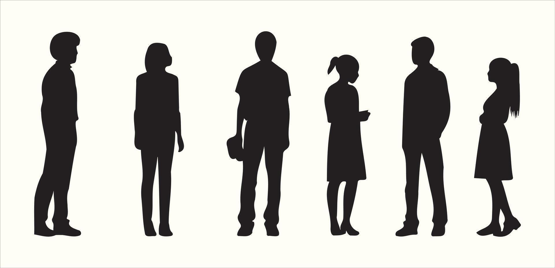 Minimalist People Silhouettes in Simple Poses vector