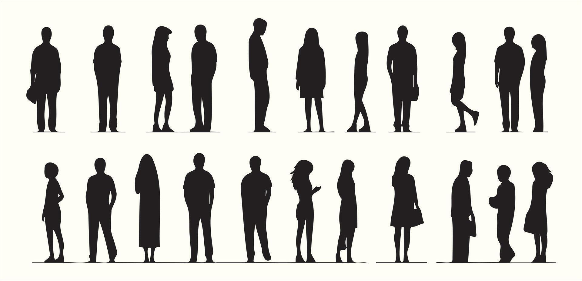 Everyday People Silhouettes in Simple Forms vector