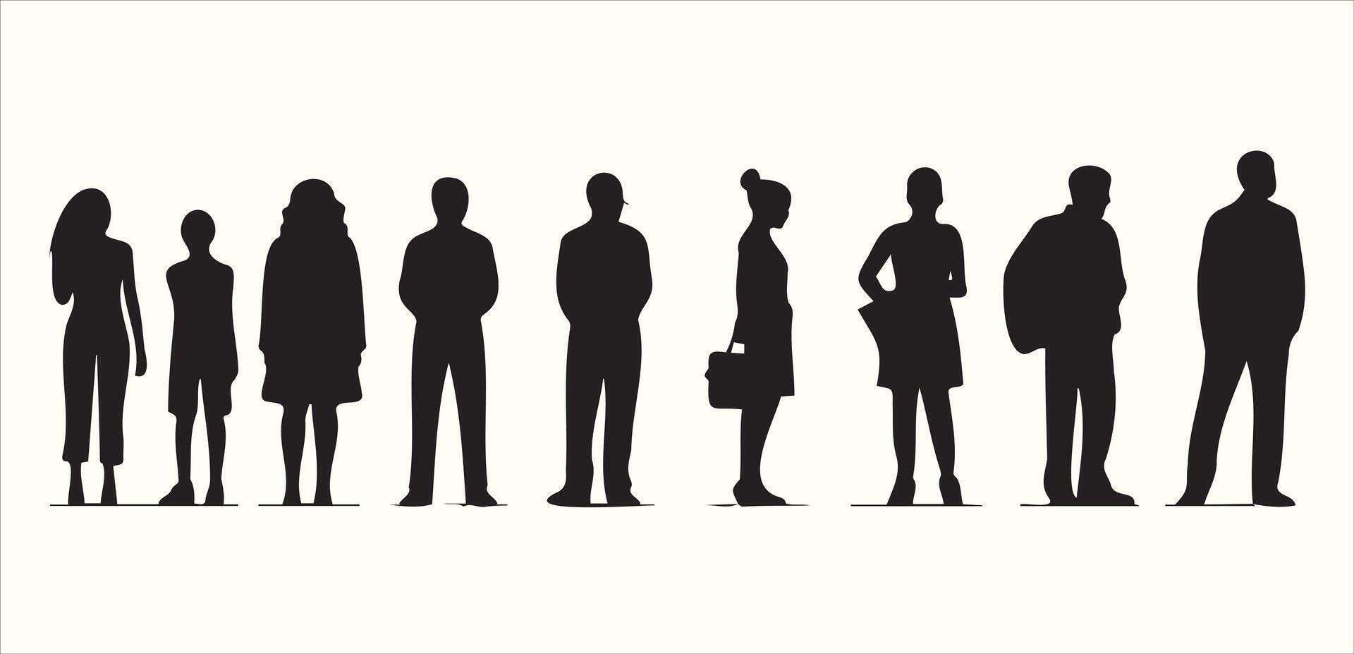Collection of Simple Silhouettes of People Posing vector