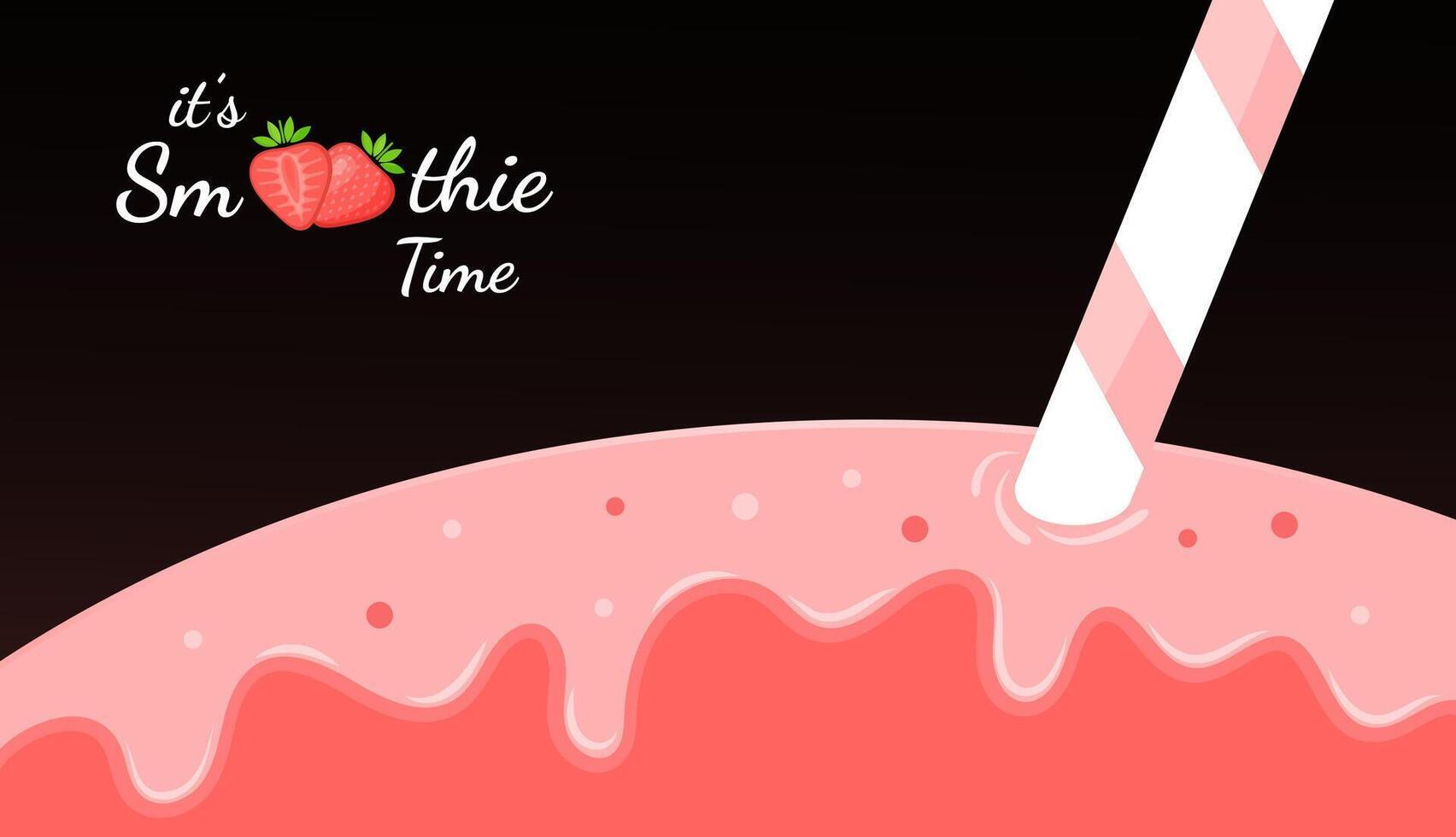 Red smoothie logo fruit shake illustration. Fresh smoothies drink with strawberries smoothie logo for drink energy promo landing page or summer fast food season menu. Clipping mask applied. vector