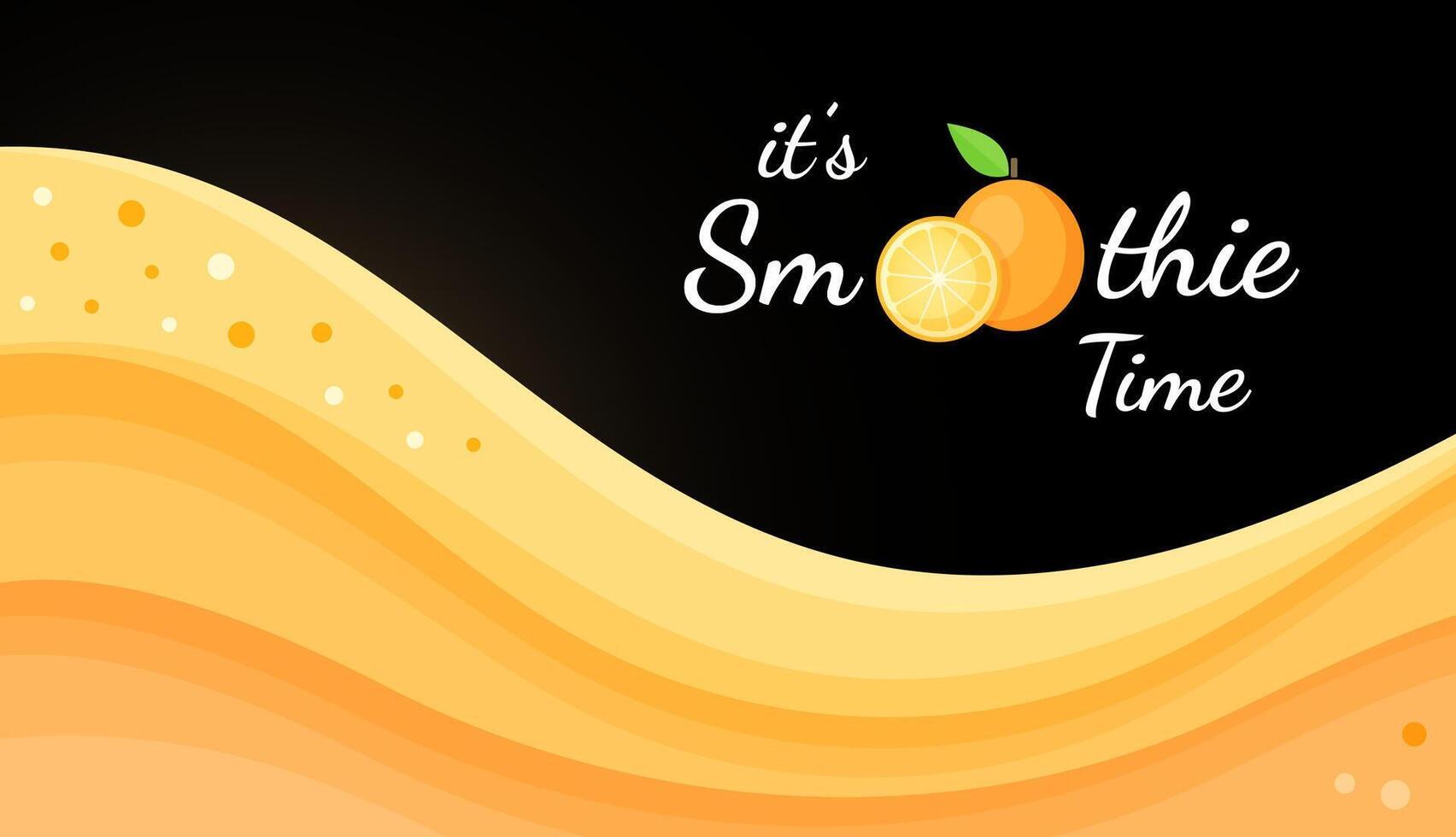 Orange smoothie logo fruit cocktail flat illustration. Smoothie logo on black background, wavy splash orange smoothies cocktail or ice cream portion for fitness landing page concept. vector