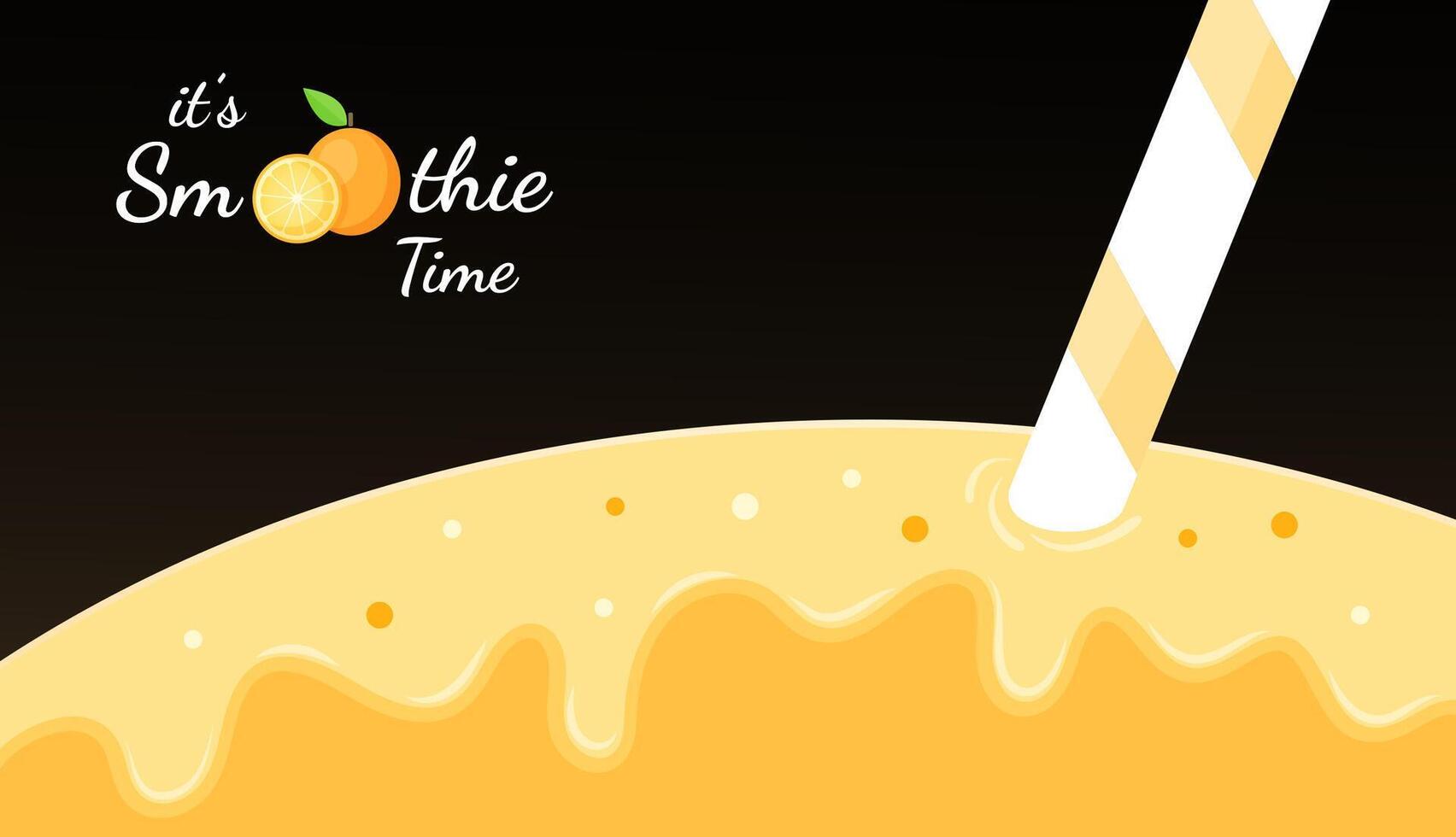 Orange smoothie logo fruit cocktail flat illustration. Smoothie logo on black background, closeup orange smoothies cocktail with juicy splash for fitness landing page concept. vector