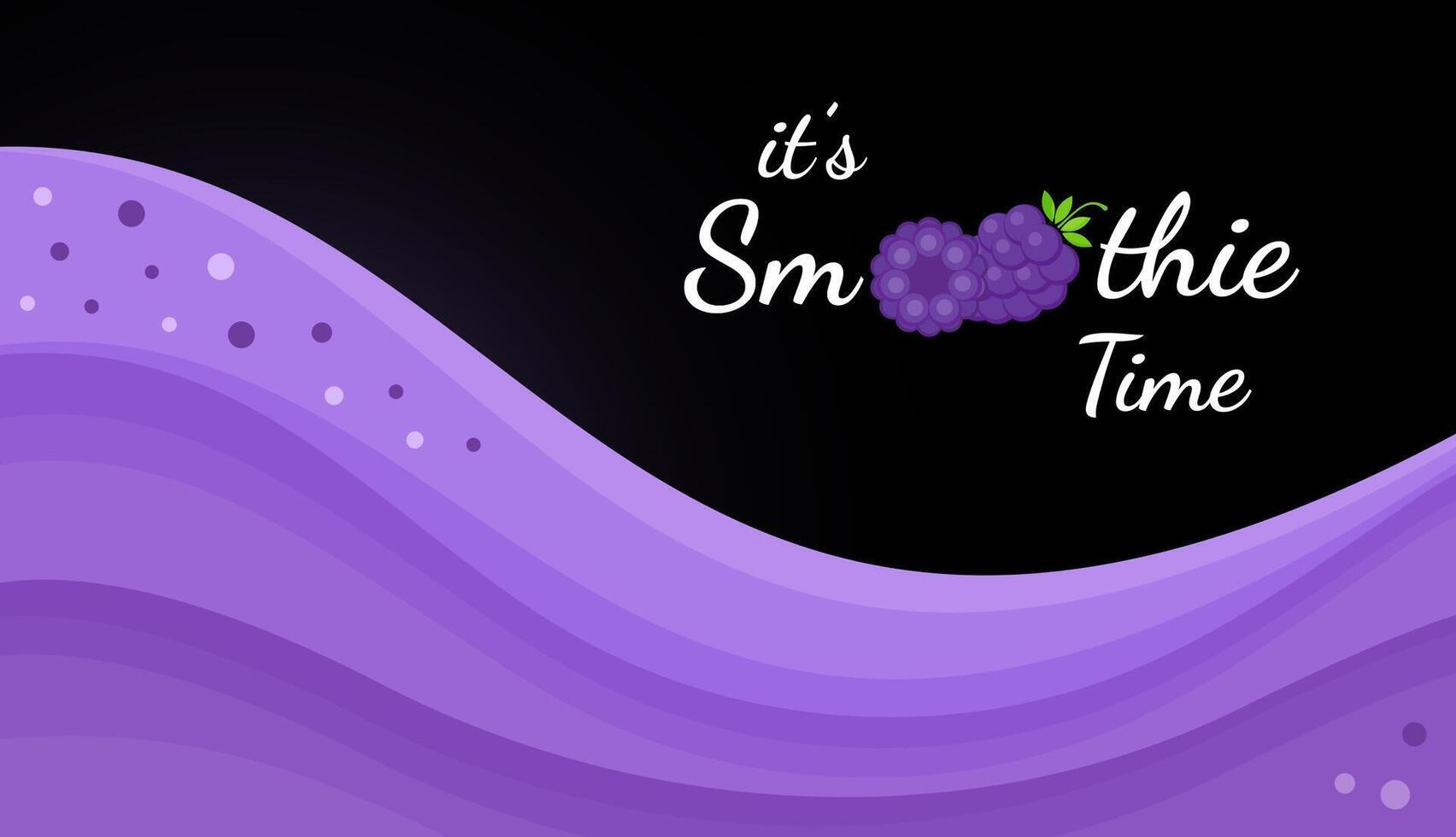 Violet natural smoothie blackberry shake illustration. Berries, straw and violet layers of smoothies cocktail or wavy frozen yogurt, smoothie logo for fitness landing page or promo banner vector