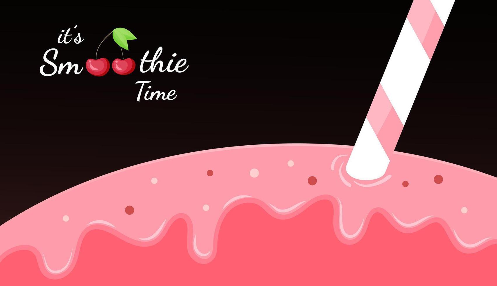 Red cherry smoothie vitamin drink illustration. Tasty natural berry, colorful layers of smoothies cocktail splash or frozen yogurt drops, smoothie logo for fast food menu design. vector