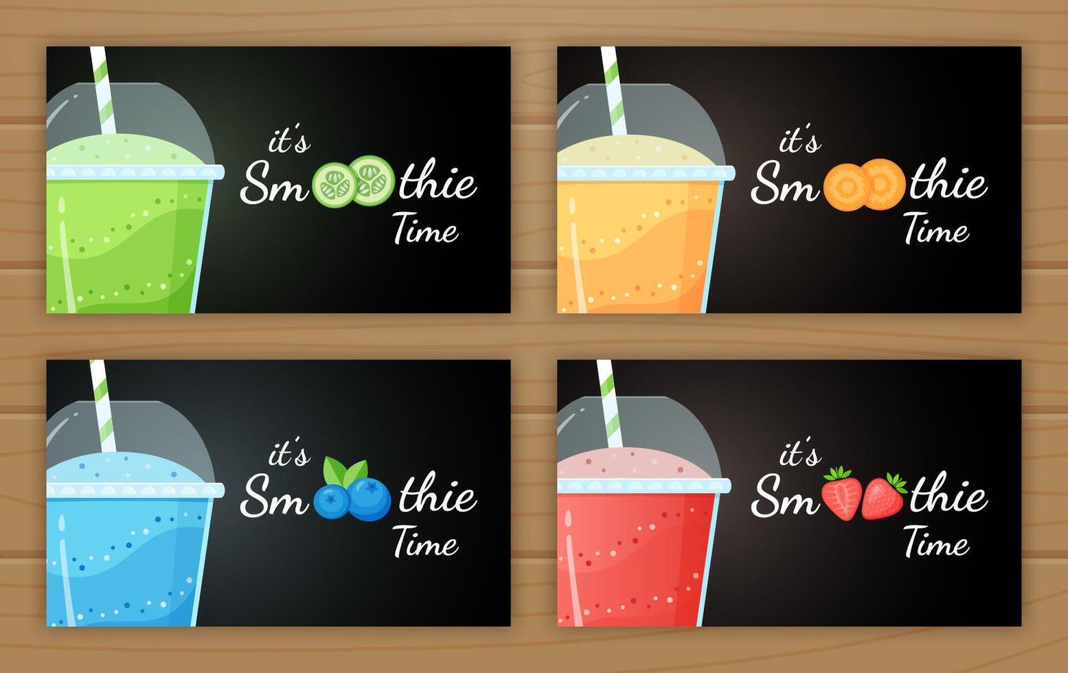 Set of fruit smoothie cocktail logo illustration. Fresh smoothies drink with colorful layers in glass, raw fruit smoothie logo for fast food menu design or detox banner. Clipping mask applied. vector