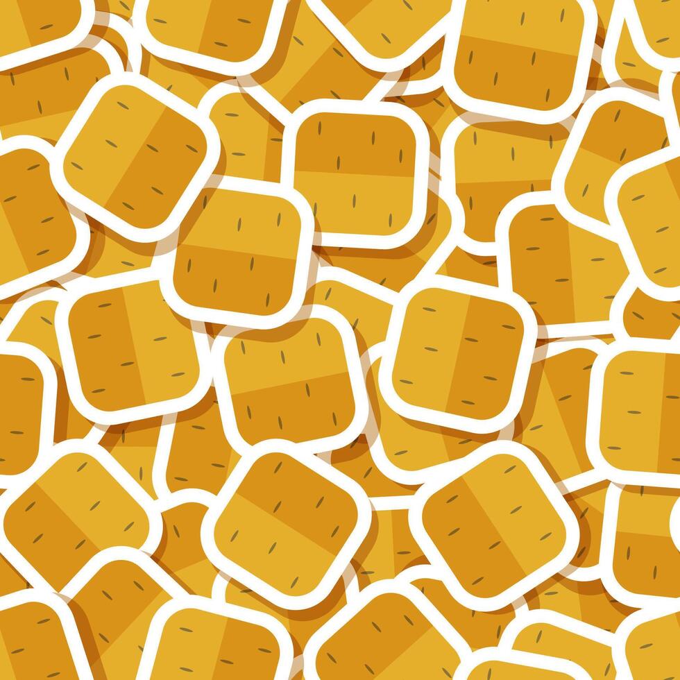 Brown potato vegetable sticker seamless pattern vector