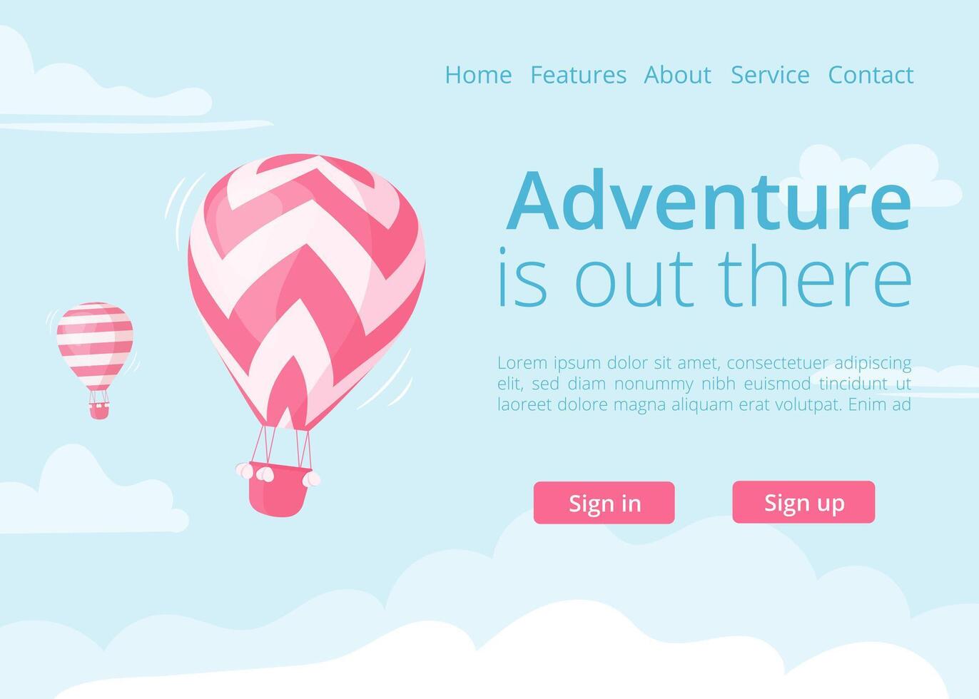 Online booking website hot air balloon vector