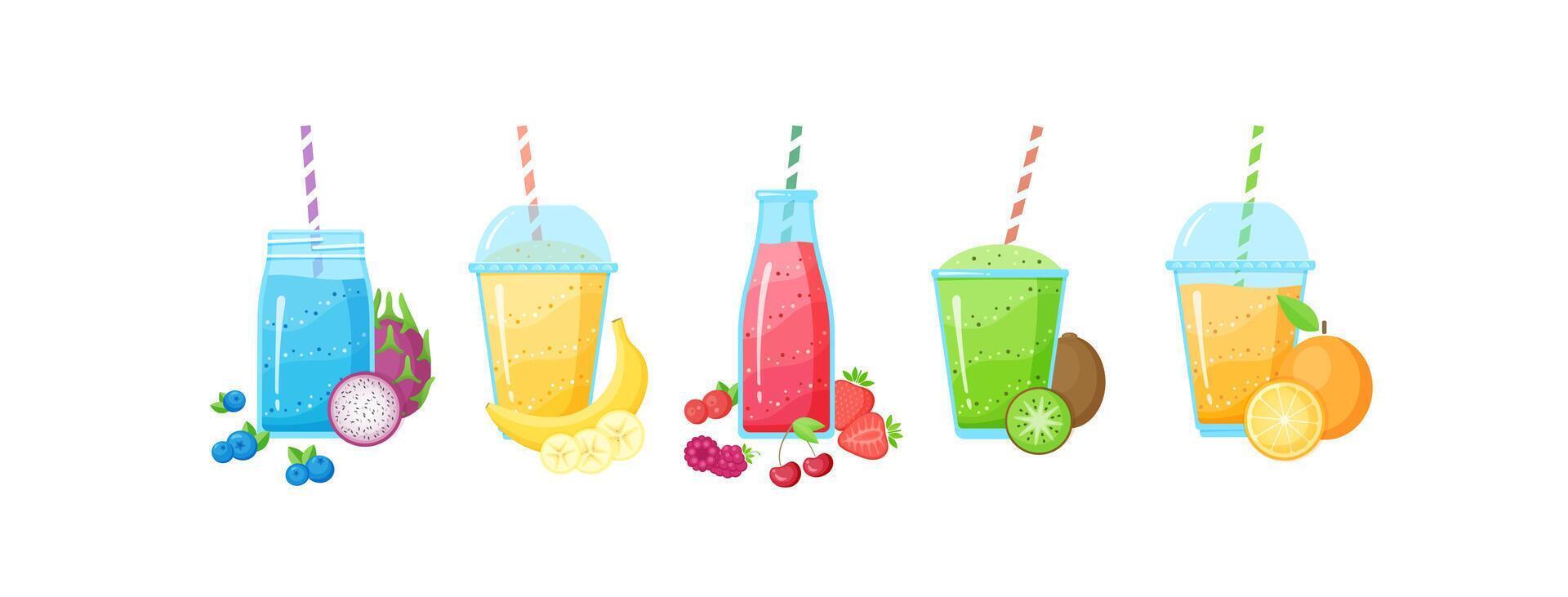 Fruit smoothie shake cocktail set menu template vector