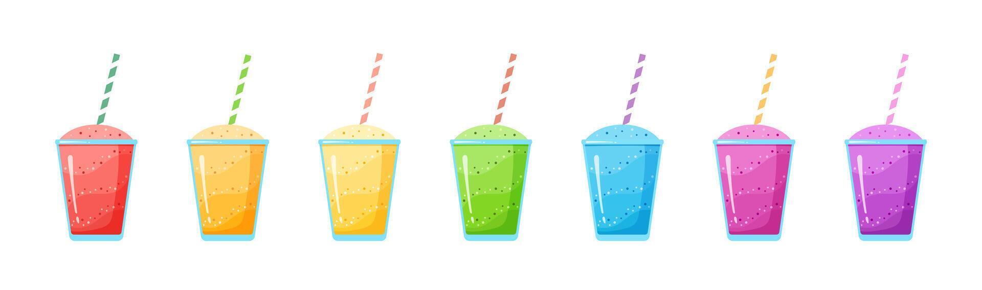 Rainbow natural fruit smoothie colection graphic vector