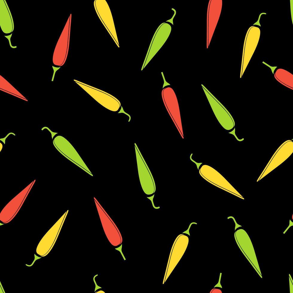 Jalapeno vegetable seamless pattern flat illustration. Natural food pattern design with jalapeno vegetable seamless texture in bright colors for healthy vegetarian menu or organic fabric print vector
