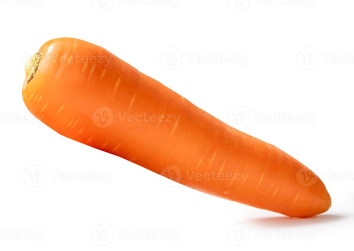 Side view of one fresh orange carrot isolated on white background with clipping path photo