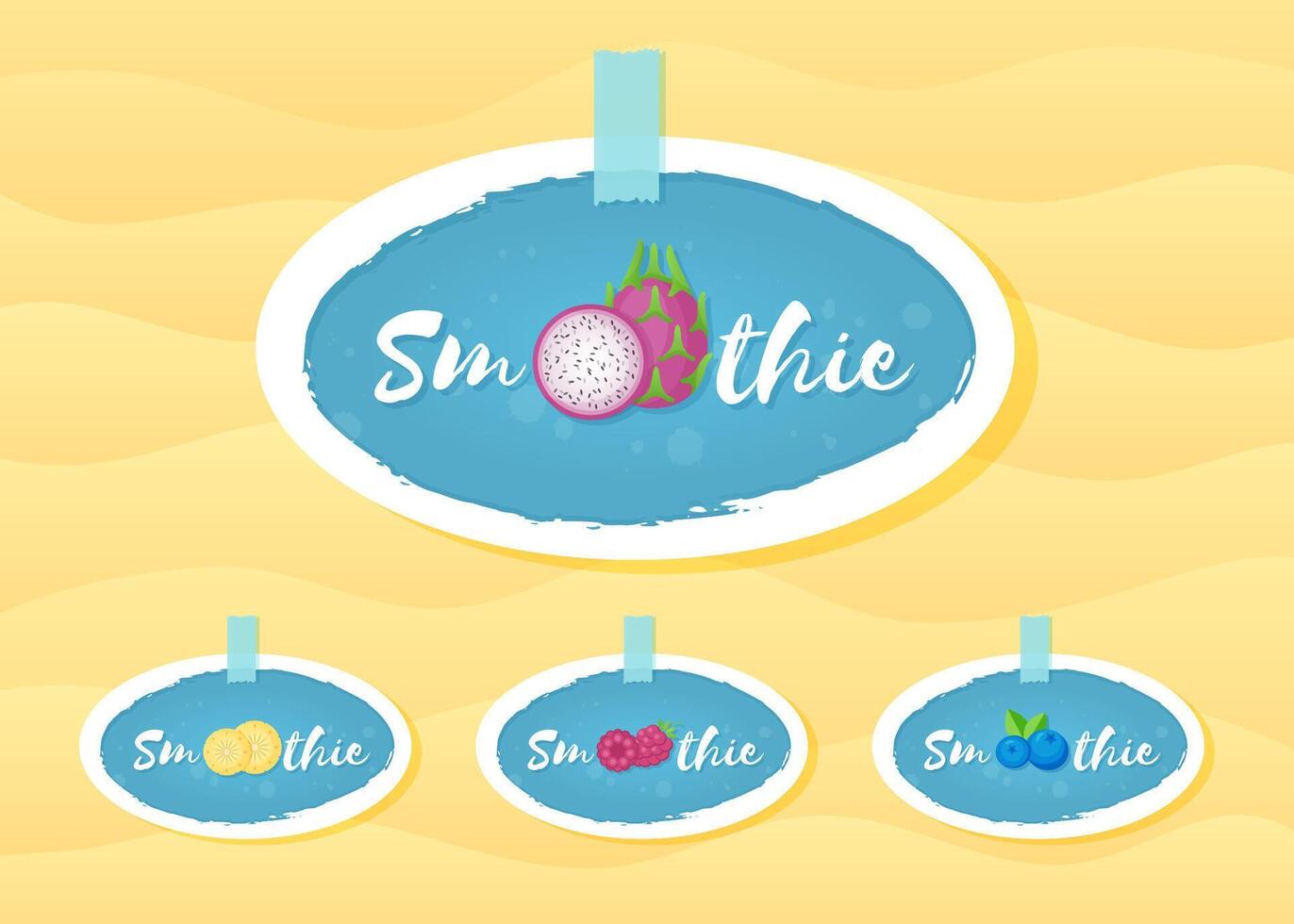 Smoothie fruit cocktail label collection illustration. Sign Smoothie on black background in white hand drawn frame on smoothies drink cocktail label for decoration emblem or sale offer banner vector