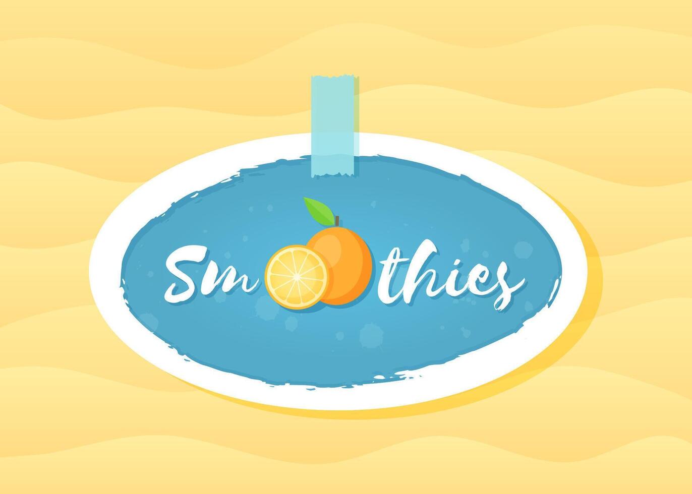 Blue sticker smoothie fruit logo set illustration. Tasty natural orange with Smoothie sign at fresh smoothies cocktail round sticker for decoration emblem, sale sticker or promo graphic poster vector