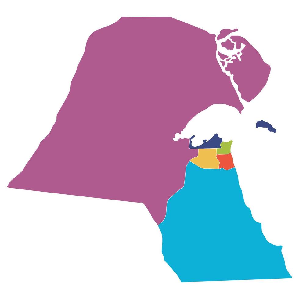 Kuwait map. Map of Kuwait in administrative provinces in multicolor vector