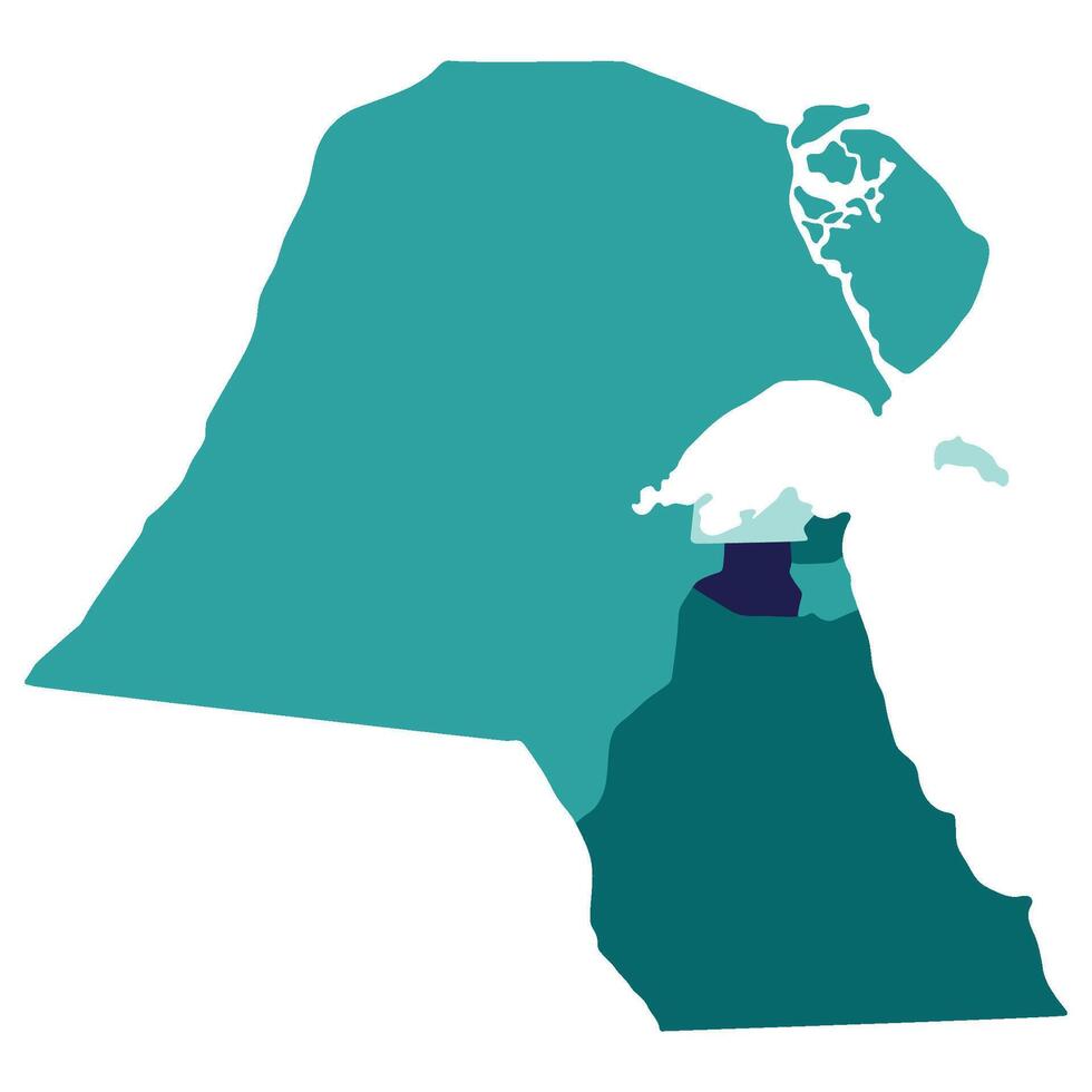 Kuwait map. Map of Kuwait in administrative provinces in multicolor vector