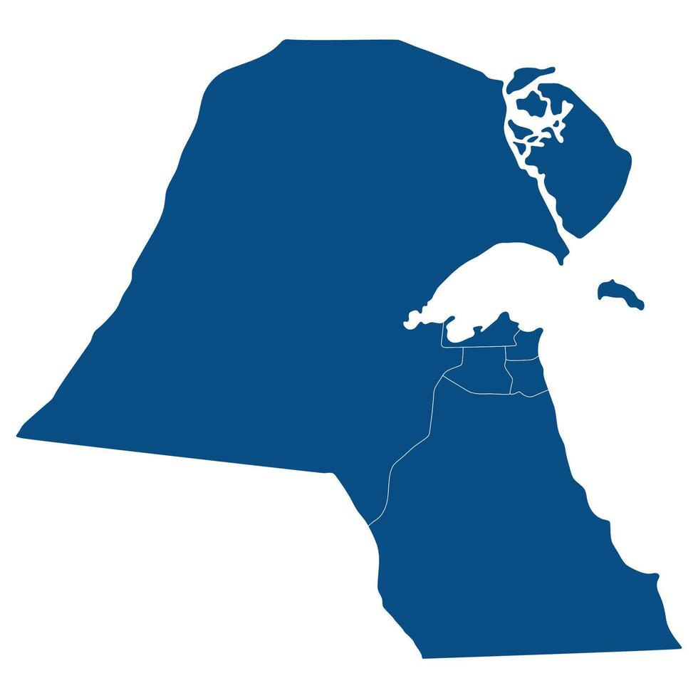 Kuwait map. Map of Kuwait in administrative provinces in blue color vector