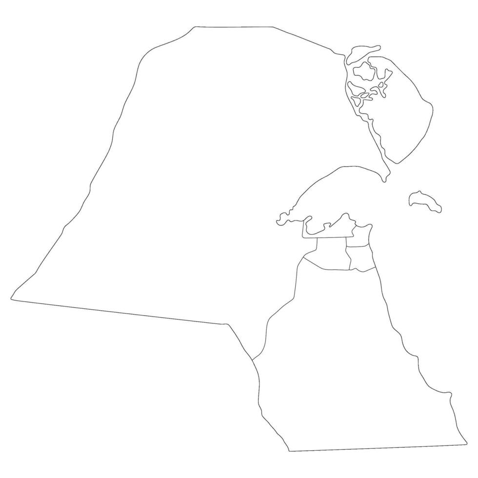 Kuwait map. Map of Kuwait in administrative provinces in white color vector
