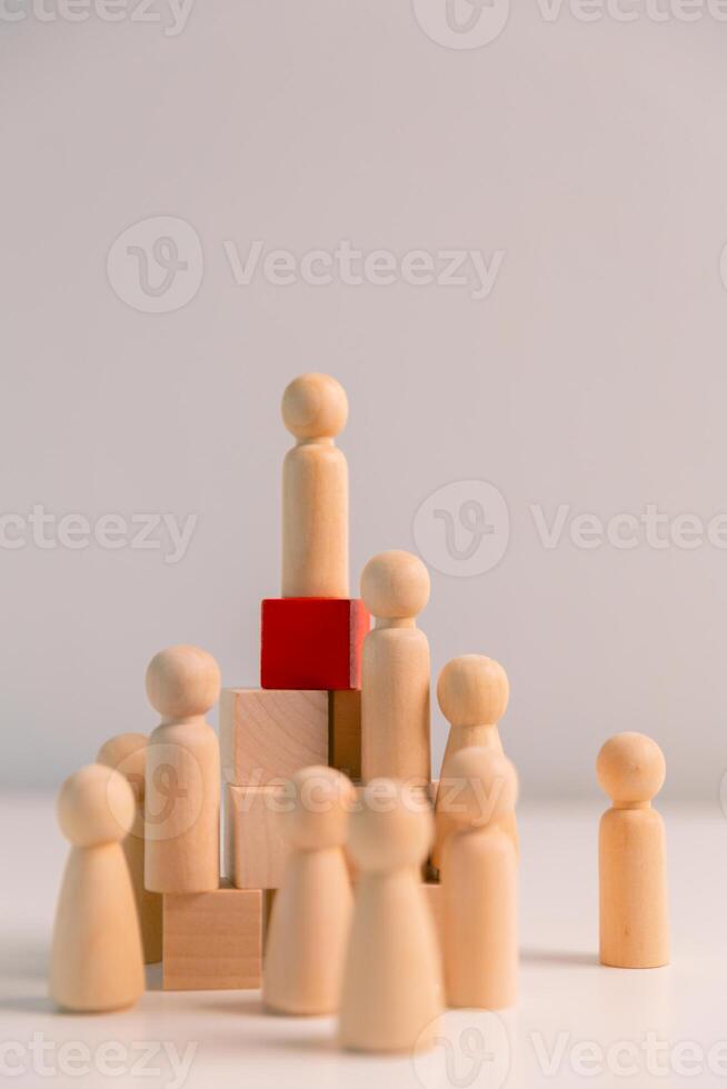 Successful manager demonstrates strong leadership by guiding group in right direction, inspiring them to follow innovative ideas and stay ahead of competition. influence, supervision, attitude. photo