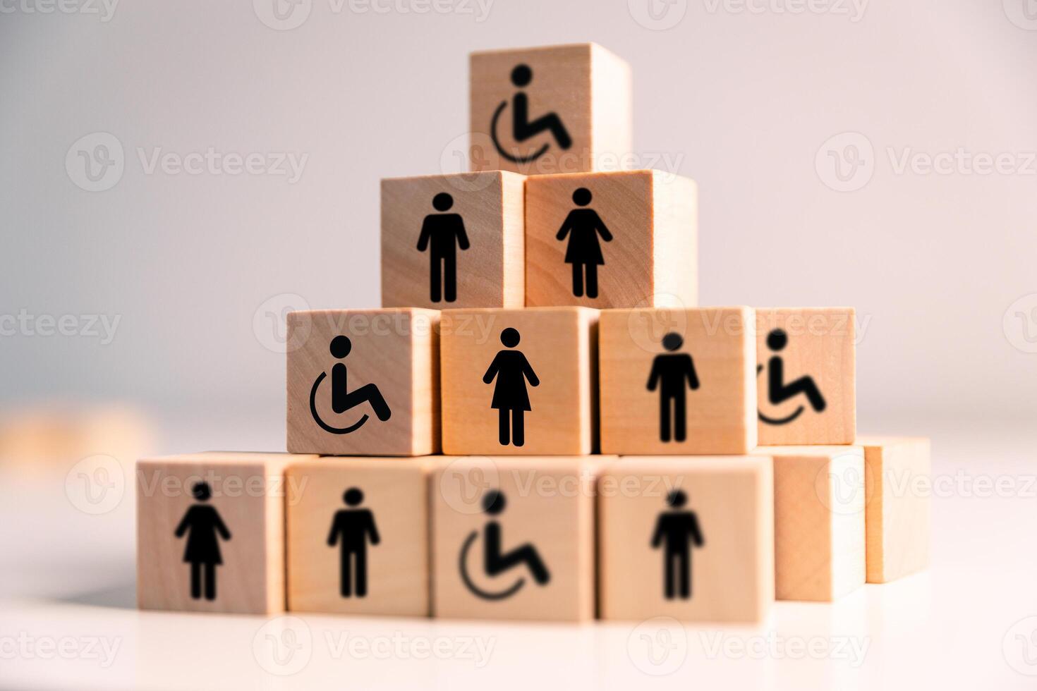 Concept of inclusion and equity in employment ensures that people with disabilities are provided equal opportunities in diverse work environment, promoting both business success and health equality. photo