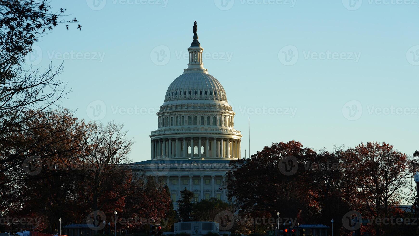The Washington DC city view with the Capitol Hill building as background in autumn photo
