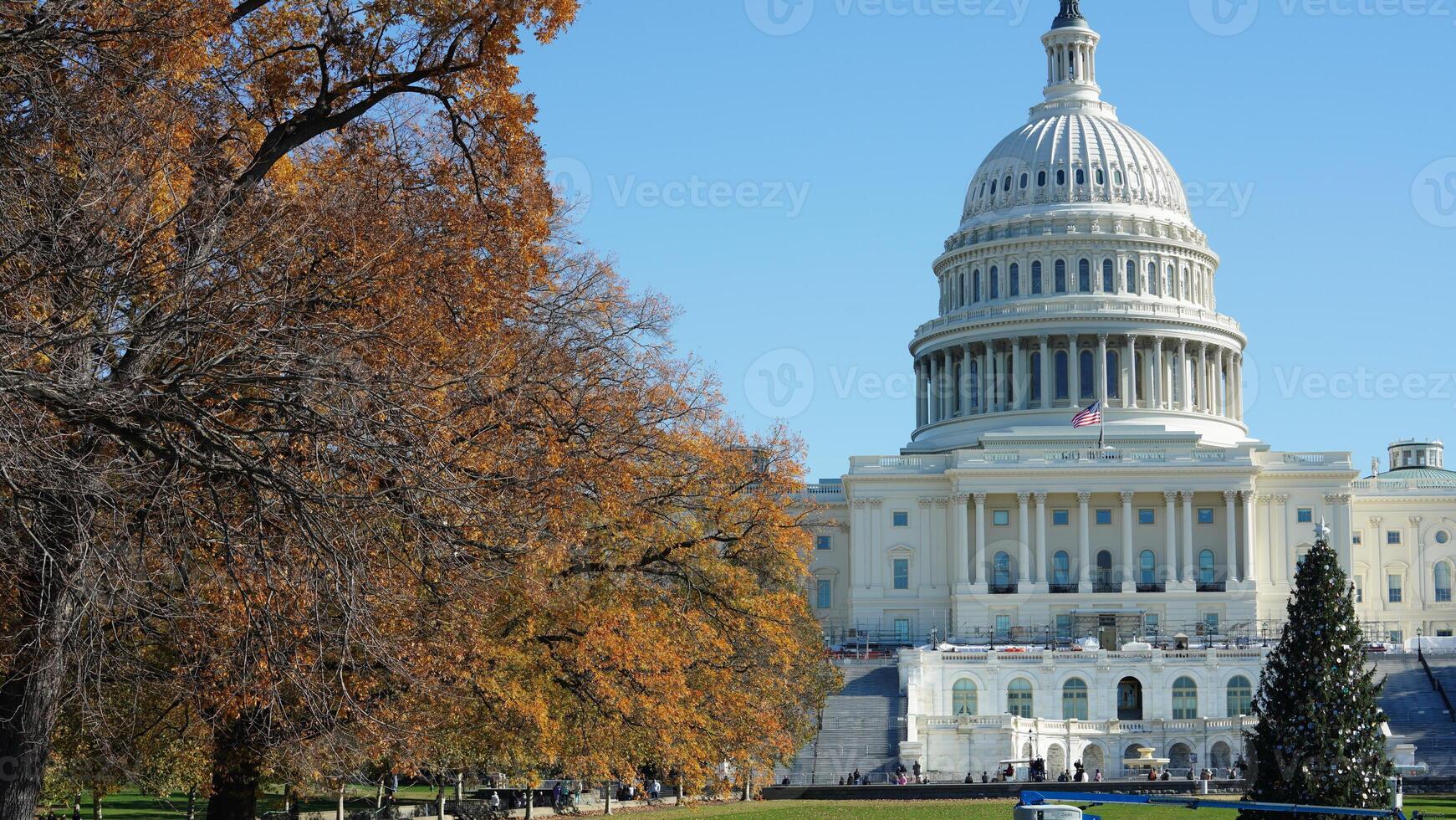 The Washington DC city view with the Capitol Hill building as background in autumn photo