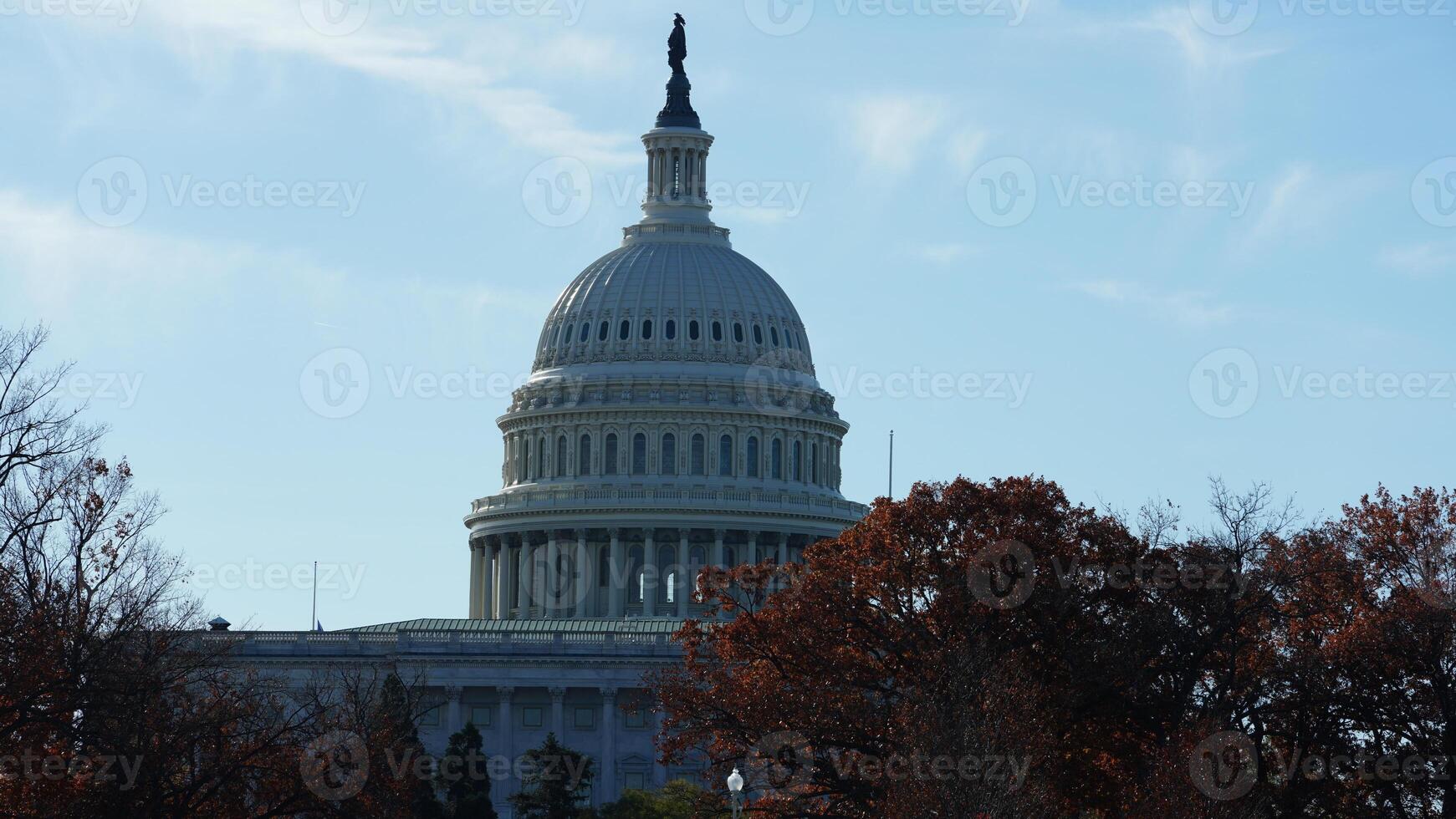 The Washington DC city view with the Capitol Hill building as background in autumn photo