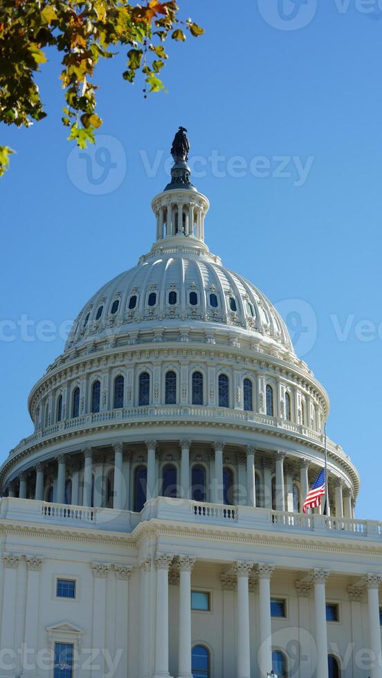 The Washington DC city view with the Capitol Hill building as background in autumn photo