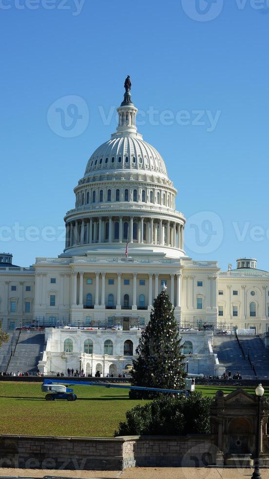 The Washington DC city view with the Capitol Hill building as background in autumn photo