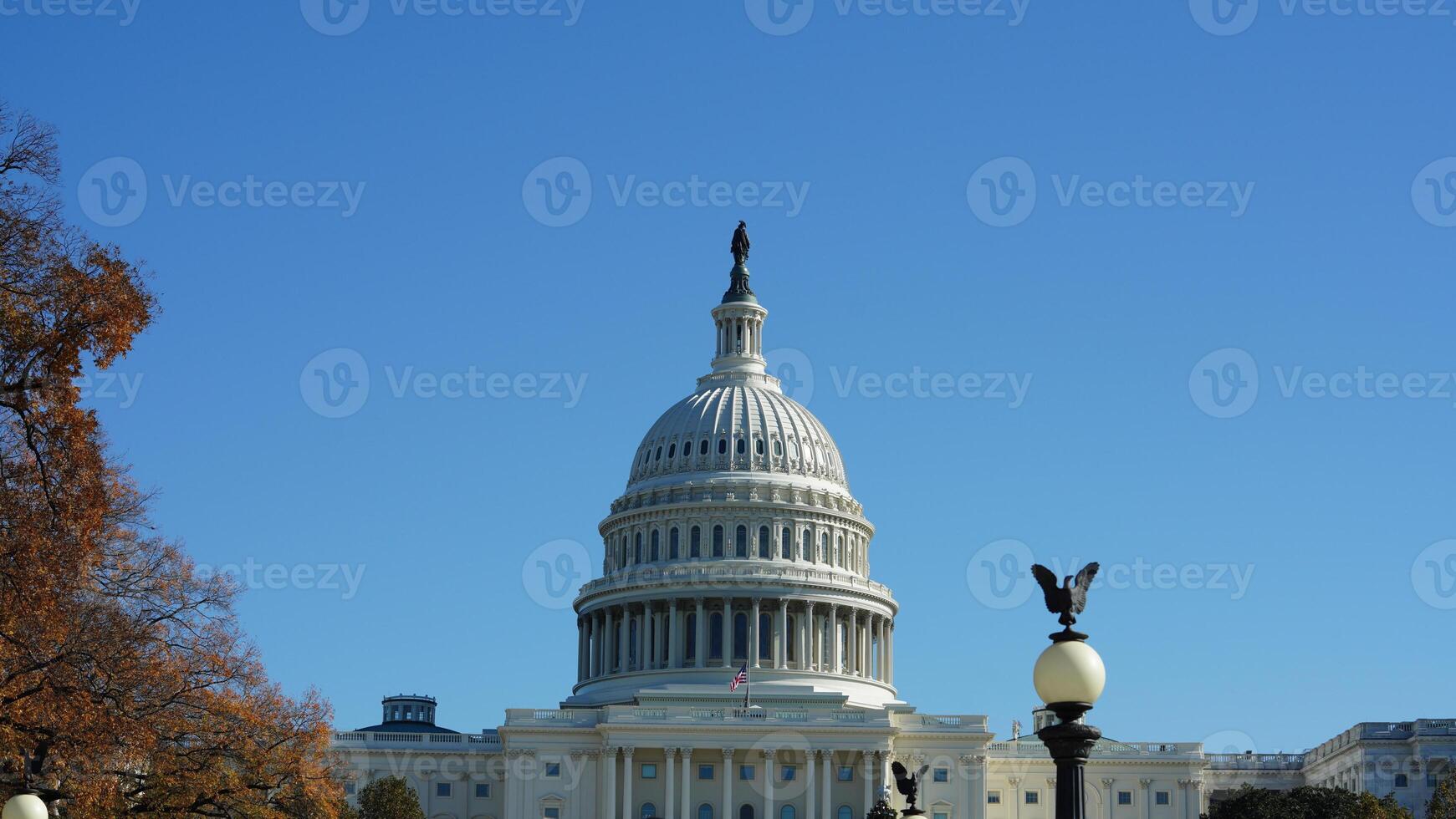 The Washington DC city view with the Capitol Hill building as background in autumn photo
